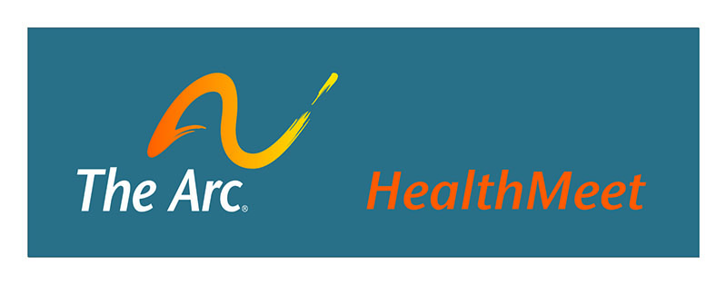 Text reads: The Arc HealthMeet. Wavy line over the words, The Arc.